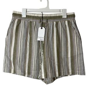 Cotton Bleu drawstring striped shorts